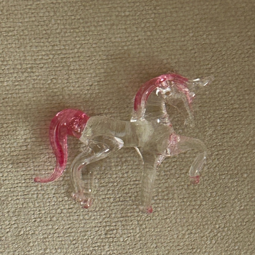 Glass Unicorn Figurine with Pink Accents